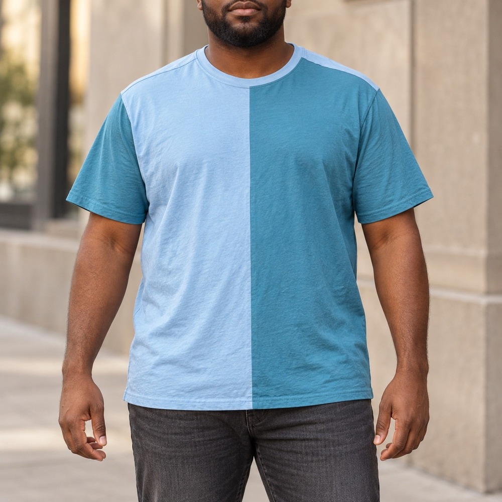 Original Use Mens XL Blue Teal Colorblock Short Sleeve Crew Neck T-Shirt